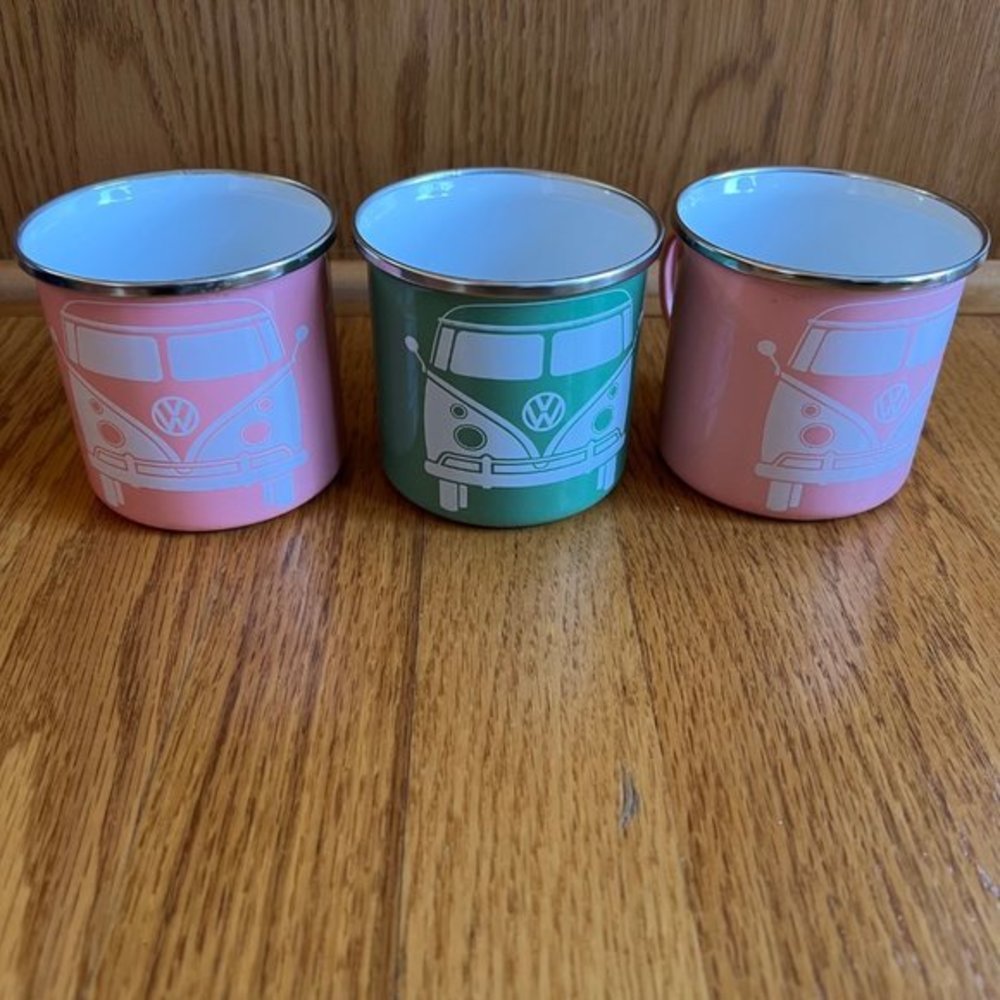 EUC BRISA VW Collection Coffee Mug Unisex Tea Cup 3-pc‎ Set Bus Campervan Motif